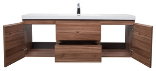 ConceptBaths 60" Angela Wall Mounted Modern Single Vanity, Walnut