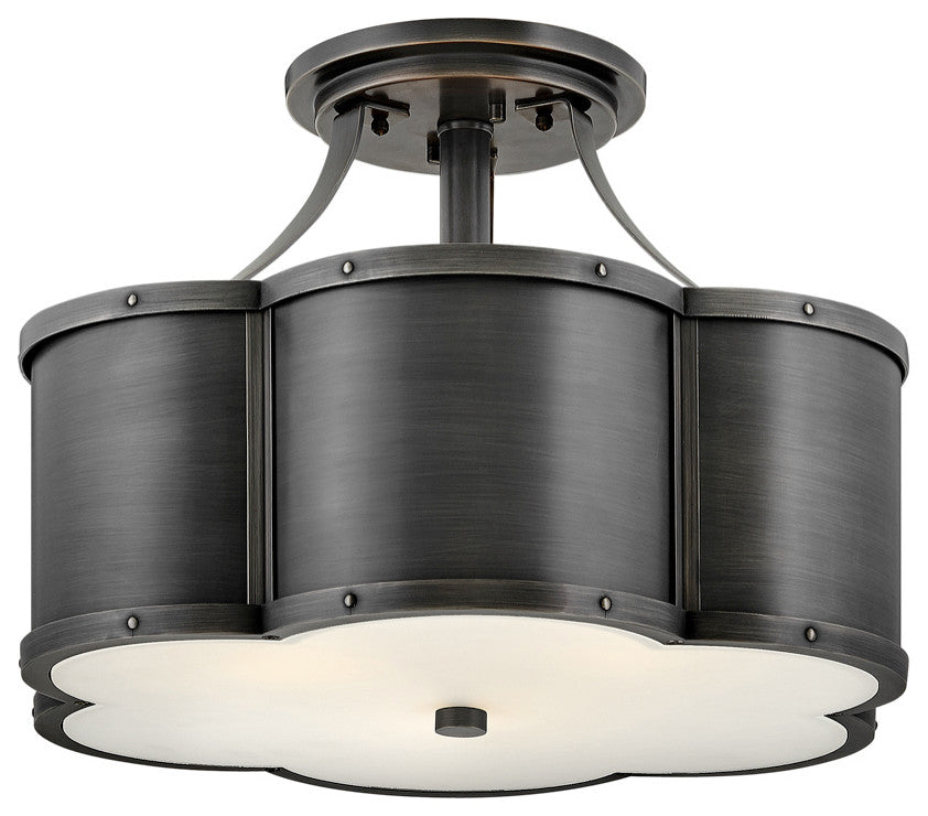 Hinkley Chance Medium Semi-Flush Mount, Blackened Brass