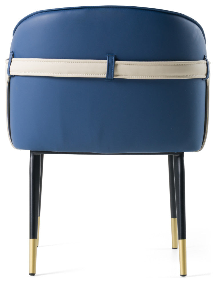 Modrest Calderon Blue and Beige Bonded Leather Dining Chair