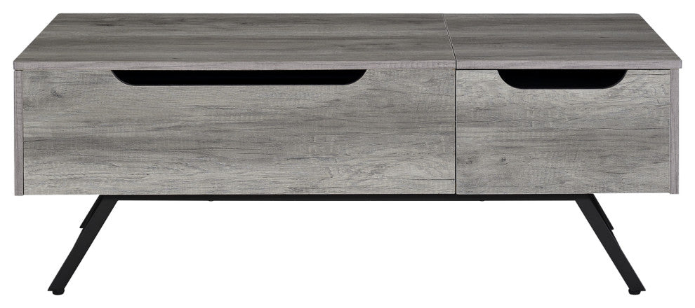 1 Drawer Coffee Table, Gray Oak and Black