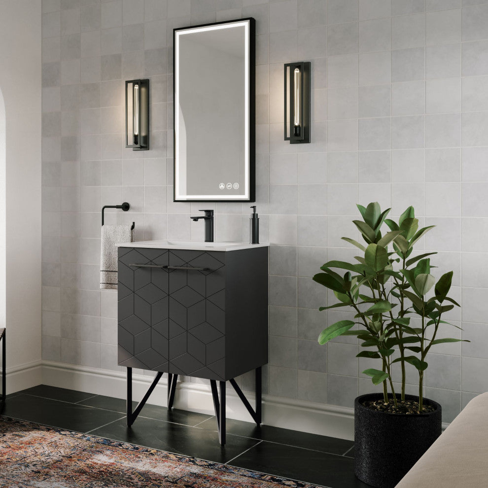 The Forma Bathroom Vanity, Black, 24", Single Sink, Freestanding