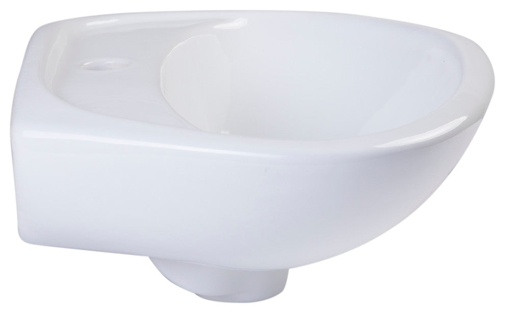 ALFI brand AB106 White Rounded Porcelain Wall Mount Bathroom Sink Basin