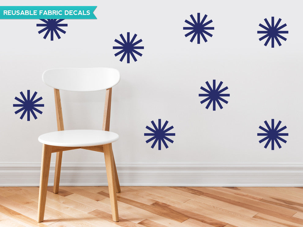 Starburst Fabric Wall Decals, Set of 8, Navy