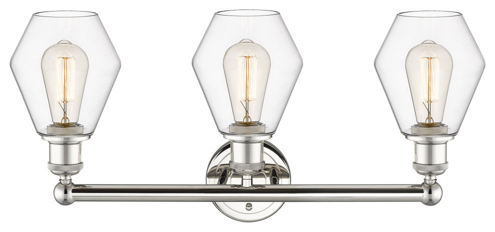 Cindyrella 3-Light 24" Bath Vanity Light, Polished Nickel, Clear Shade