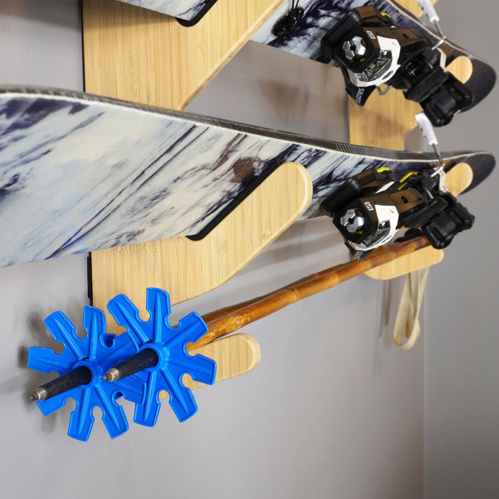 Ski Rack - The Hallsteiner Series Horizontal Ski Wall Mount, Bamboo, Trip