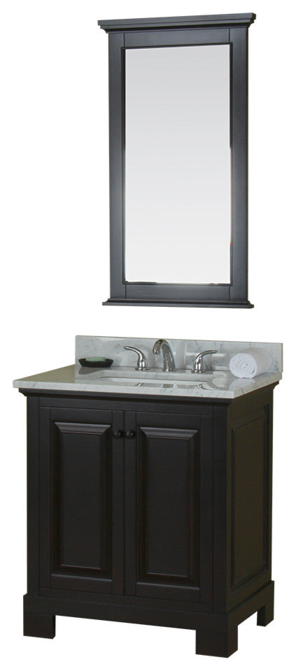Richmond 30" Single Vanity in Espresso, Carrera Marble Top and Mirror