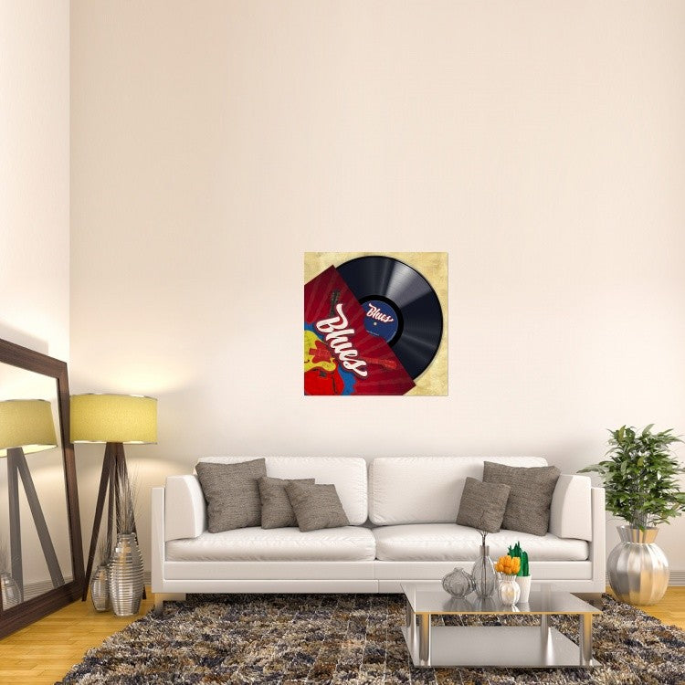 "Vinyl Club, Blues" Stretched Canvas Giclee by Steven Hill, 36x36"