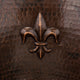 16" Round Copper Bar Sink With Fleur De Lis and 2" Drain Opening