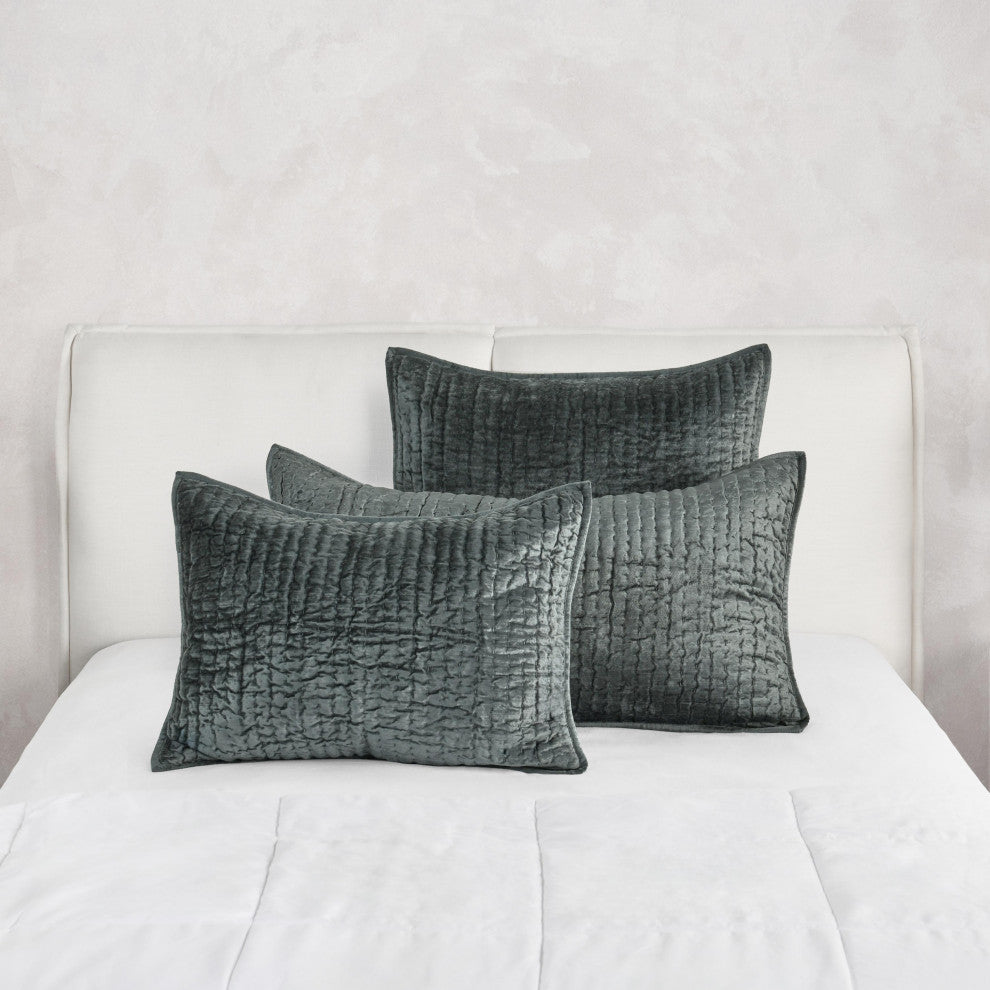 Dimitry Velvet Sham in Bay Green by Kosas Home, Bay Green, Standard Sham