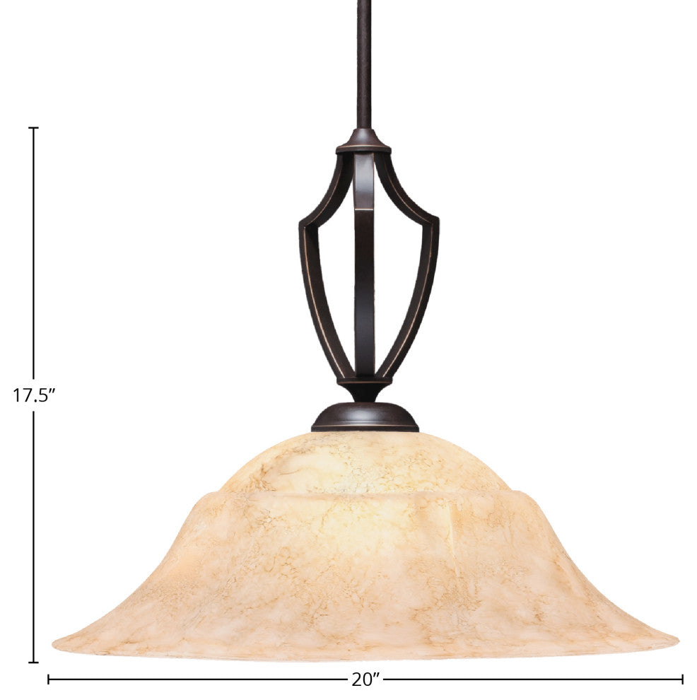 Zilo Pendant, Dark Granite, 20" Italian Marble Glass