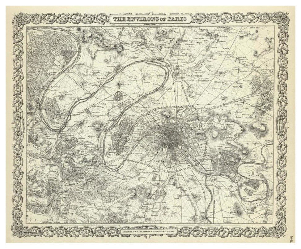 "The Environs of Paris, 1856" Digital Paper Print by G.W. Colton, 32"x27"