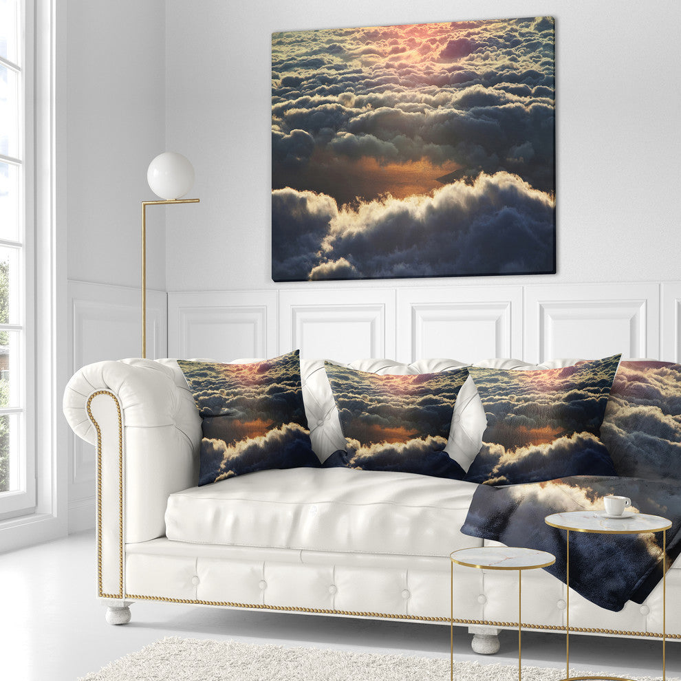 Heavy Dark Clouds At Sunset Floral Throw Pillow, 18"x18"