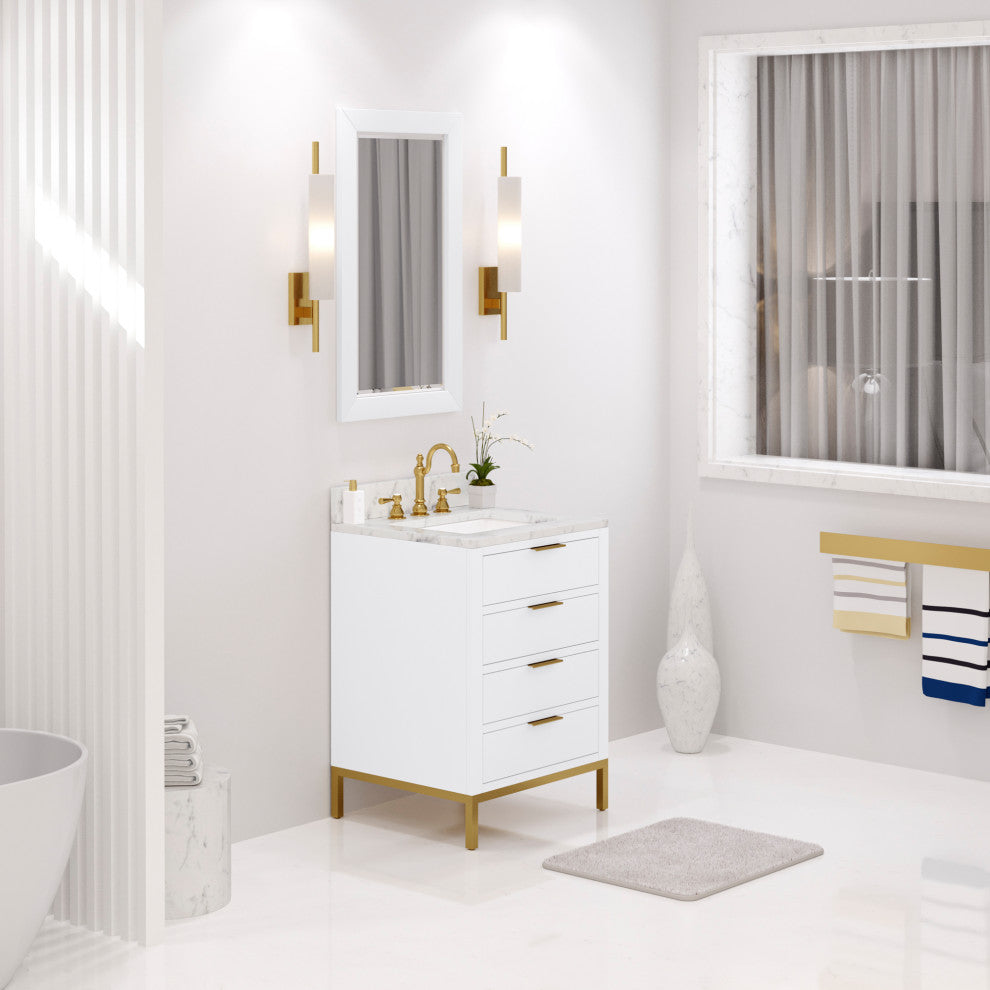 Bristol 24" Marble Countertop Vanity, Pure White