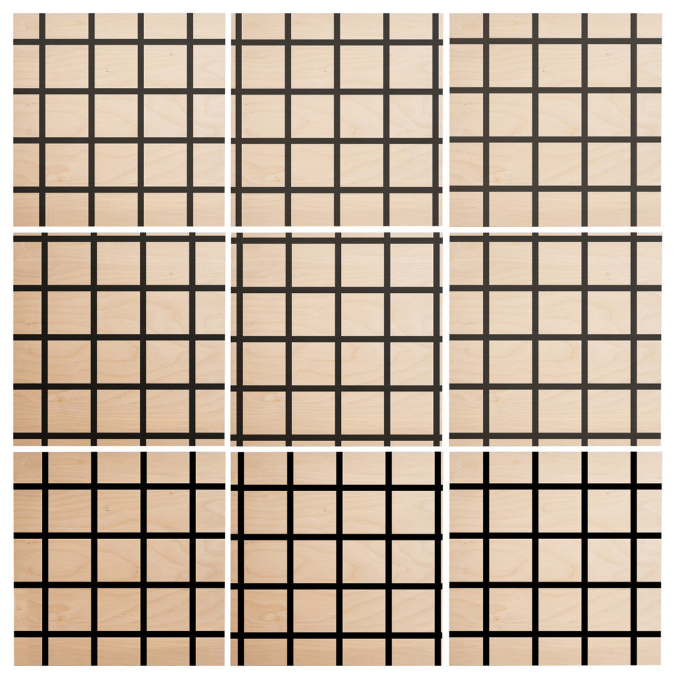 Deny Designs Little Arrow Design Co Monochrome Grid Wood Wall Mural, 4'x4'