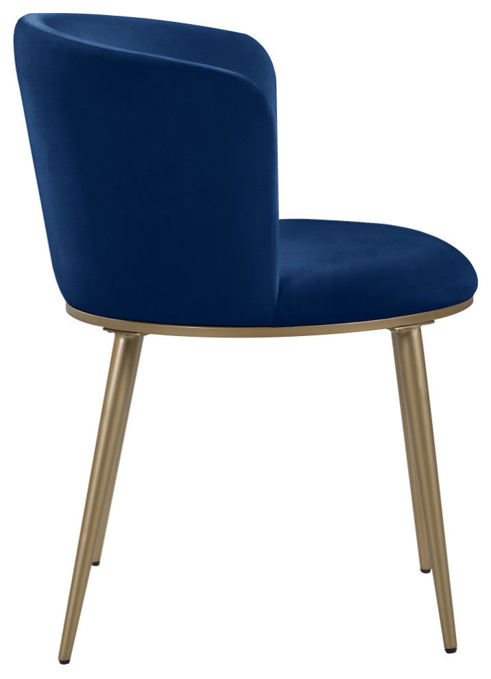 Skylar Dining Chair, Set of 2, Navy Velvet, Brushed Gold Iron Legs