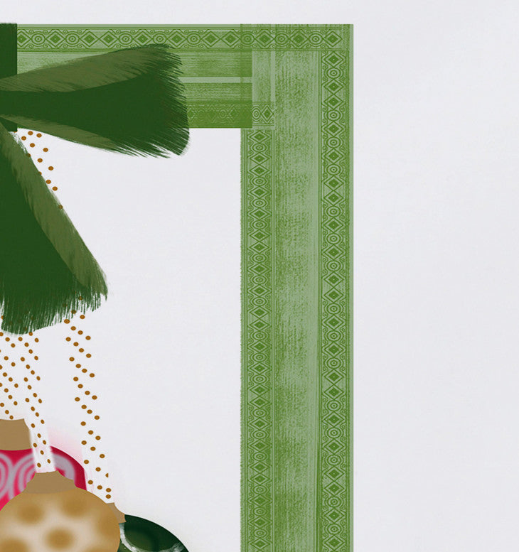 Frame It Up, Geometric Print Placemat, Bright Green (Set of 4), 18 x 14"