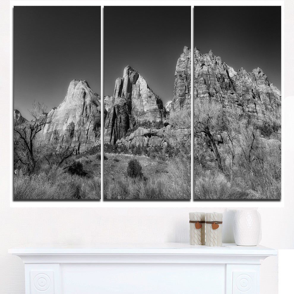 "Rising Red Rocks Black and White" Metal Wall Art, 3 Panels, 36"x28"