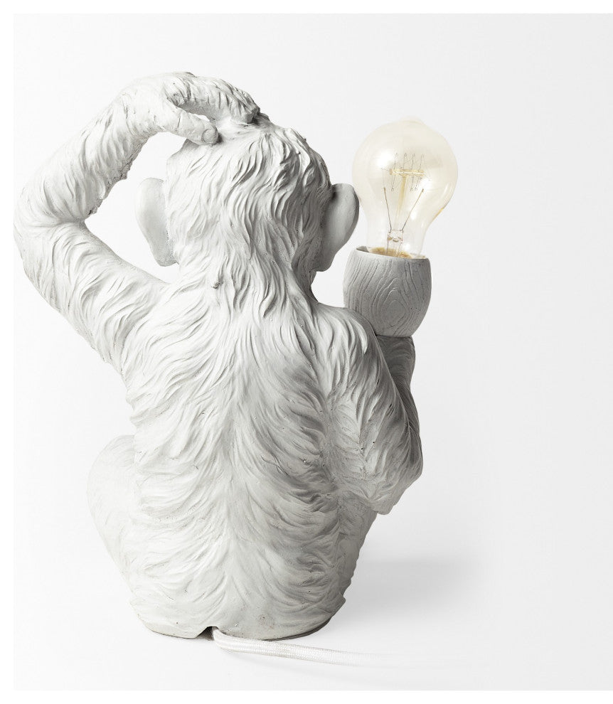 White Whimsical Monkey Table or Desk Lamp