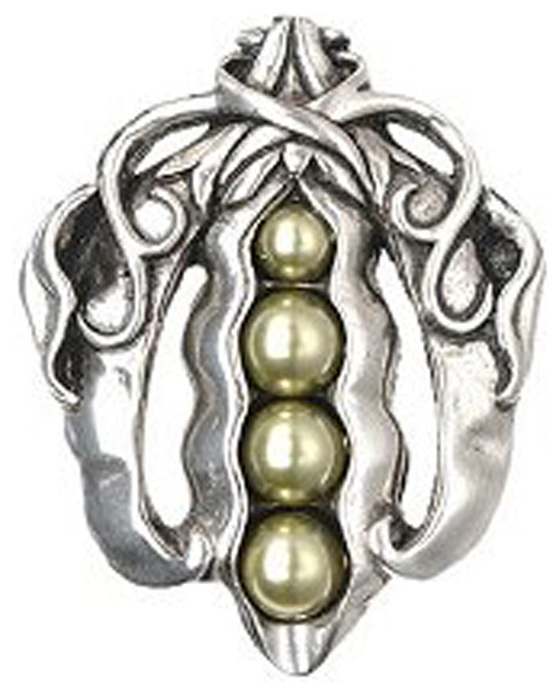 Pearly Peapod Knob Antique Brass, Brilliant Pewter