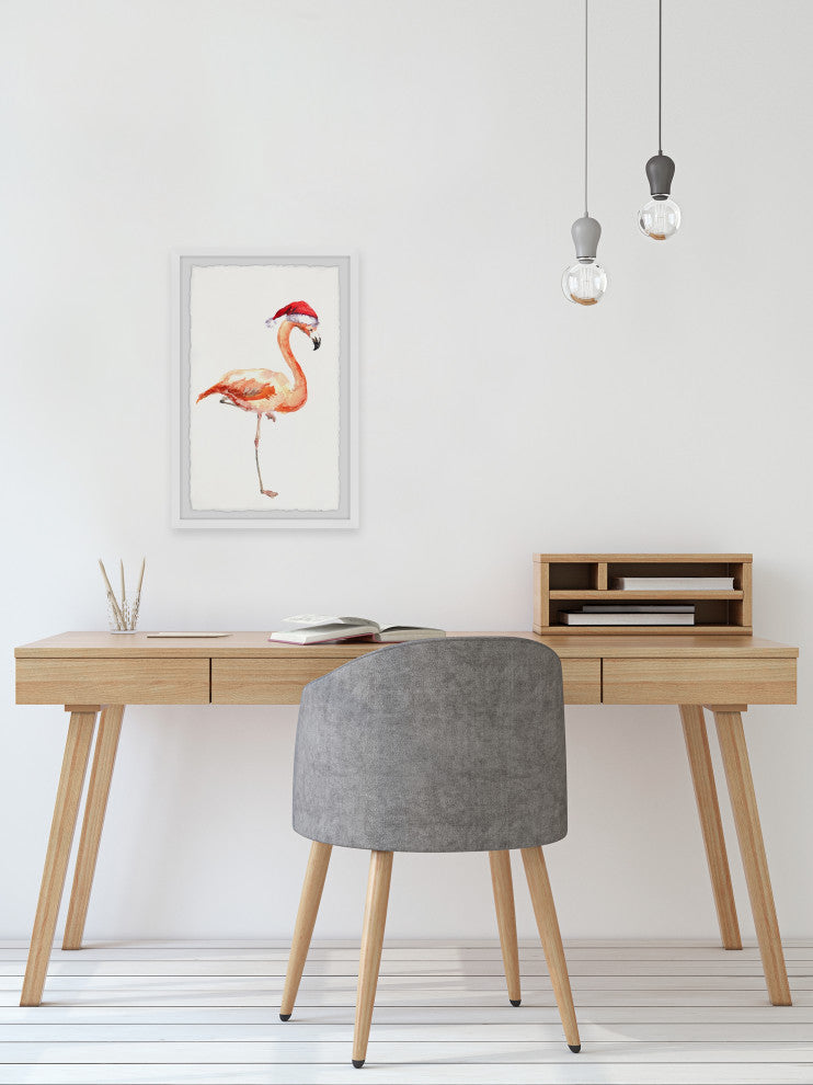 "Christmas Flamingo" Framed Painting Print, 30x45