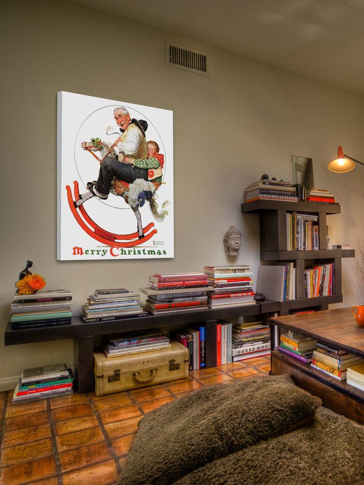 "Gramps on Rocking Horse" Print on Canvas by Norman Rockwell