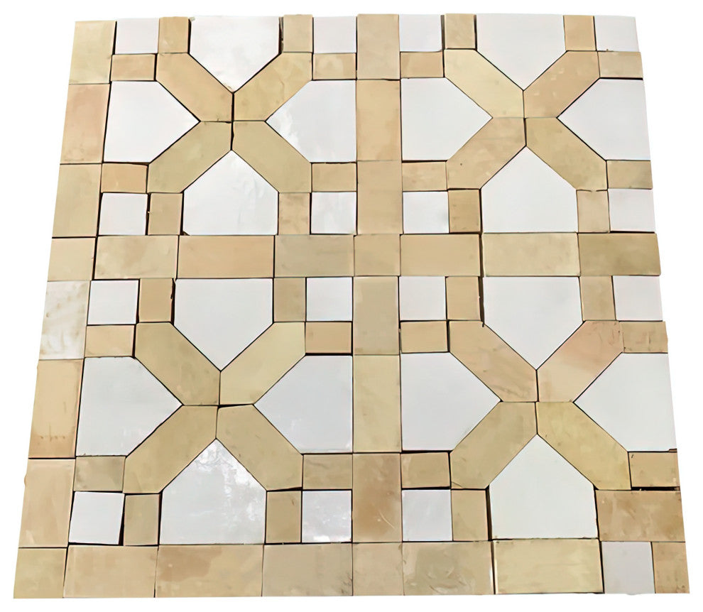 Contemporary Zellige Panels, 12"x12"x1/2", Unglazed With Off-White