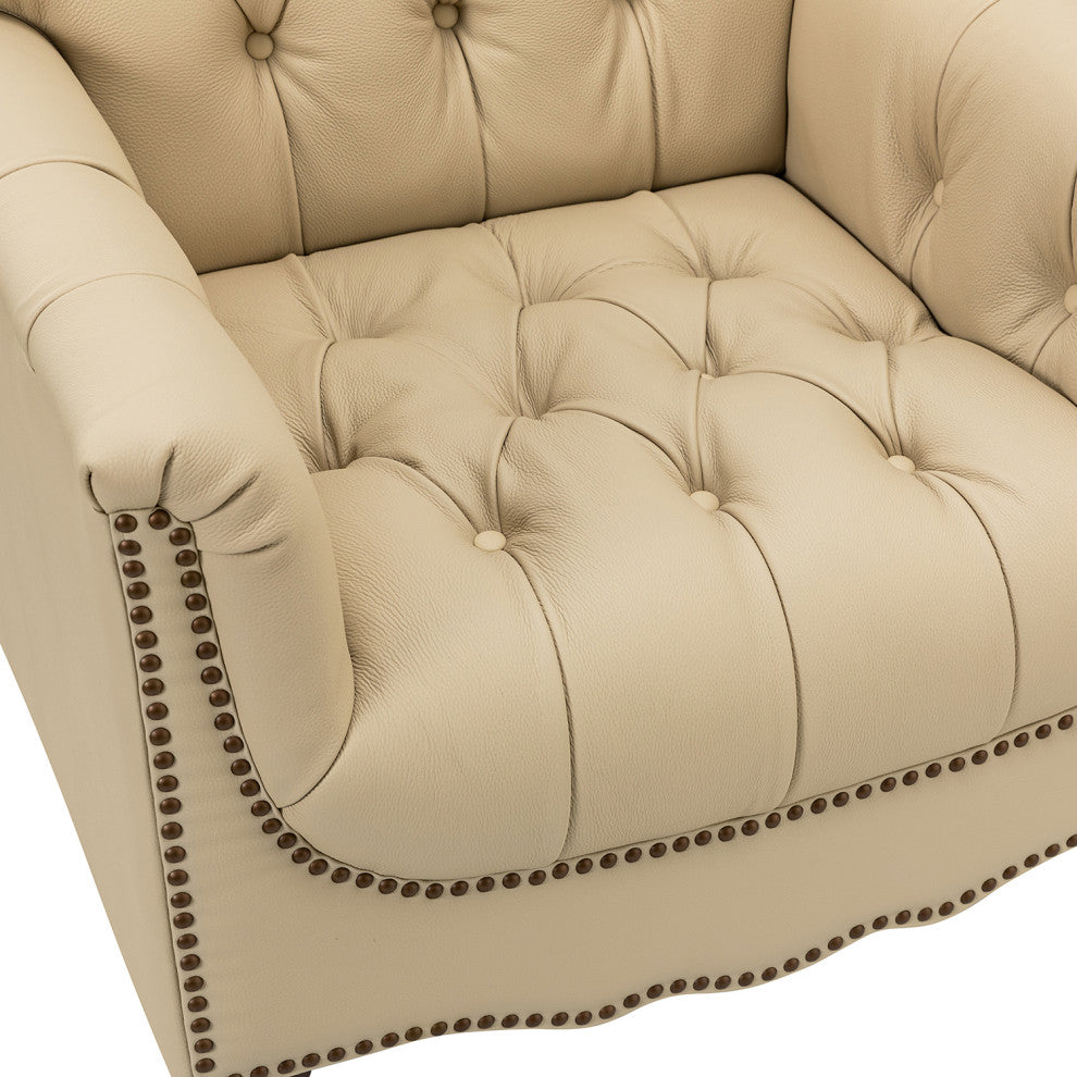 Bertram Genuine  Leather Armchair, Beige