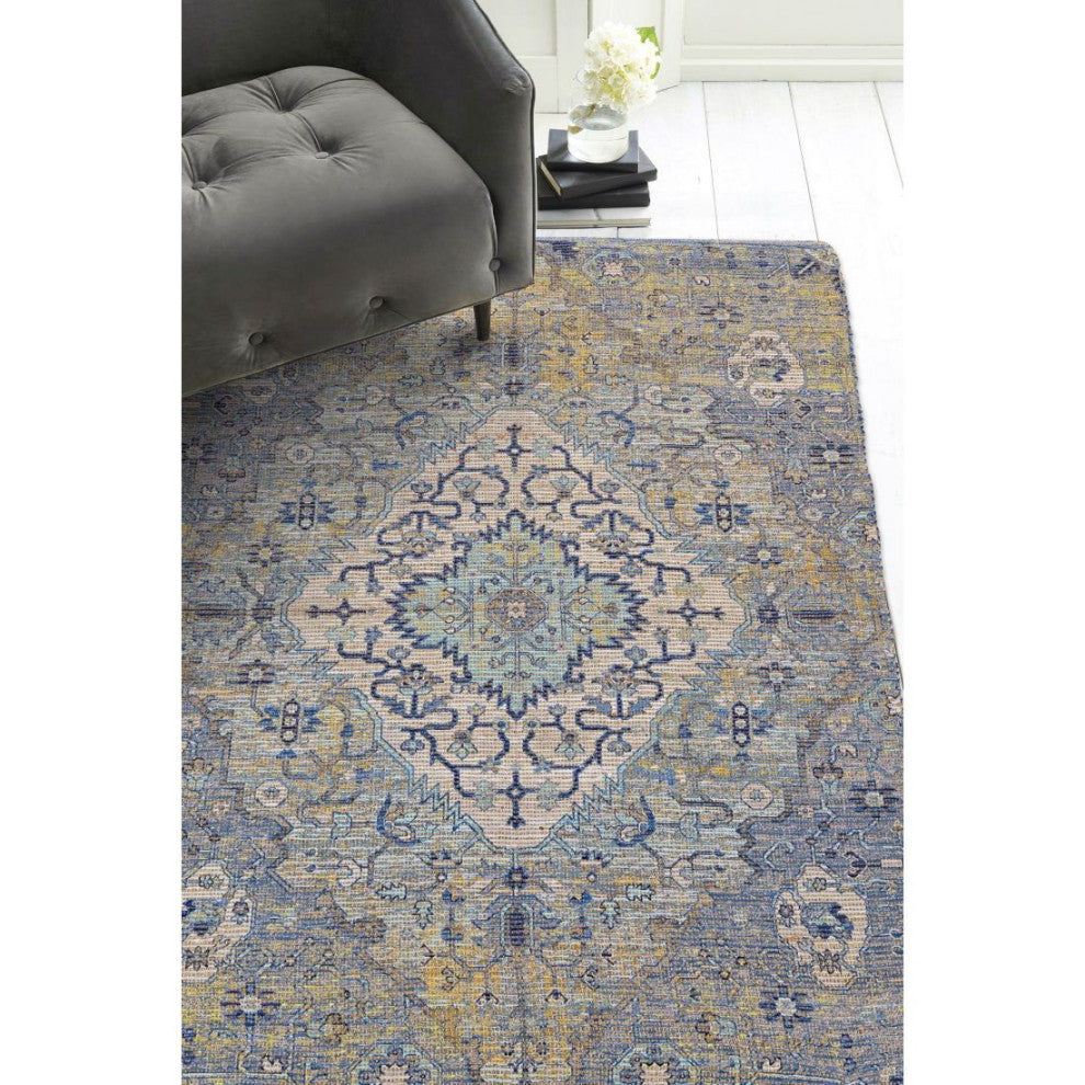 KAS Morris 2232 Blue/Yellow Gramercy Area Rug, 7'6"x9'6"