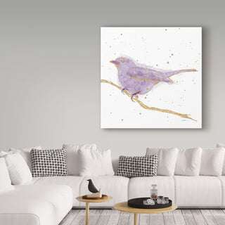 Shirley Novak 'Gilded Bird I Lavender' Canvas Art, 14"x14"