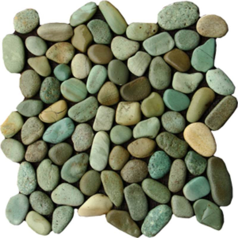 Taipei Green 12x12 Interlocking Natural Pebble Tile, 10 Sheets