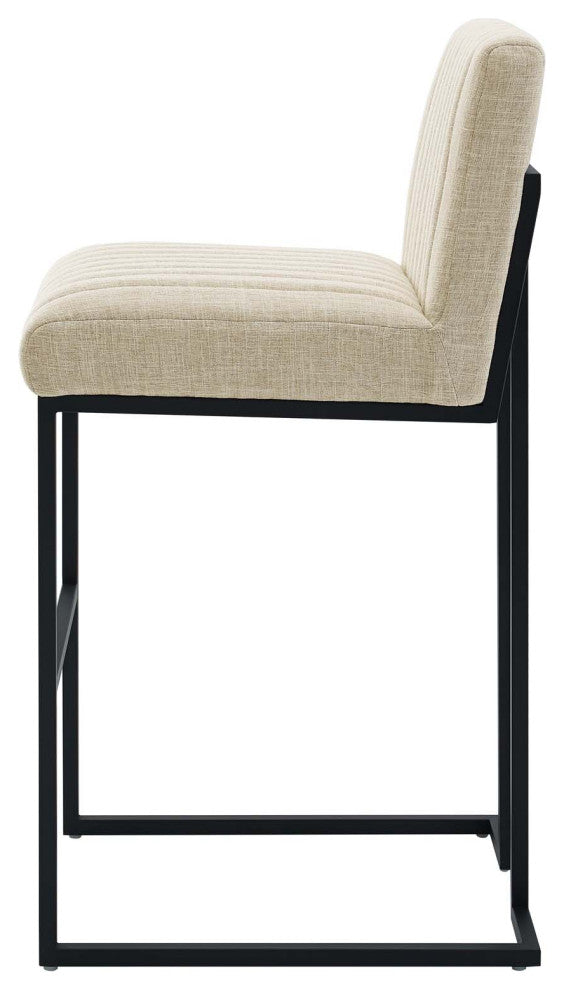 Tufted Bar Stool Chair Barstool, Fabric, Metal, Beige, Modern, Bar Pub Bistro