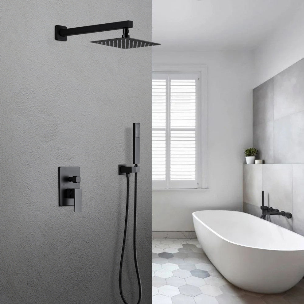 Givingtree Ceiling Mount Pressure-Balanced Shower System 10 in,Matte Black