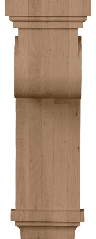 5 1/2"W x 8 1/4"D x 16"H Scroll Corbel, Alder