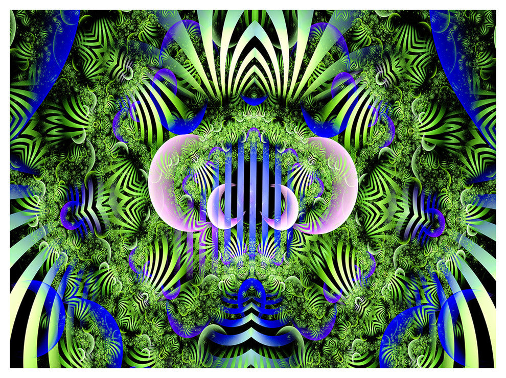 Green Magical Fairy Pattern, Floral Canvas Art Print, 40"x30"