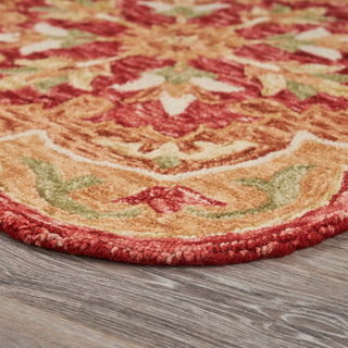 Burnt Red Medallion Garden Area Rug, 4' Round