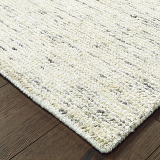 Liana Hand-Tufted Wool and Viscose Shaded Solid Ivory/Stone Rug, 5' x 8'