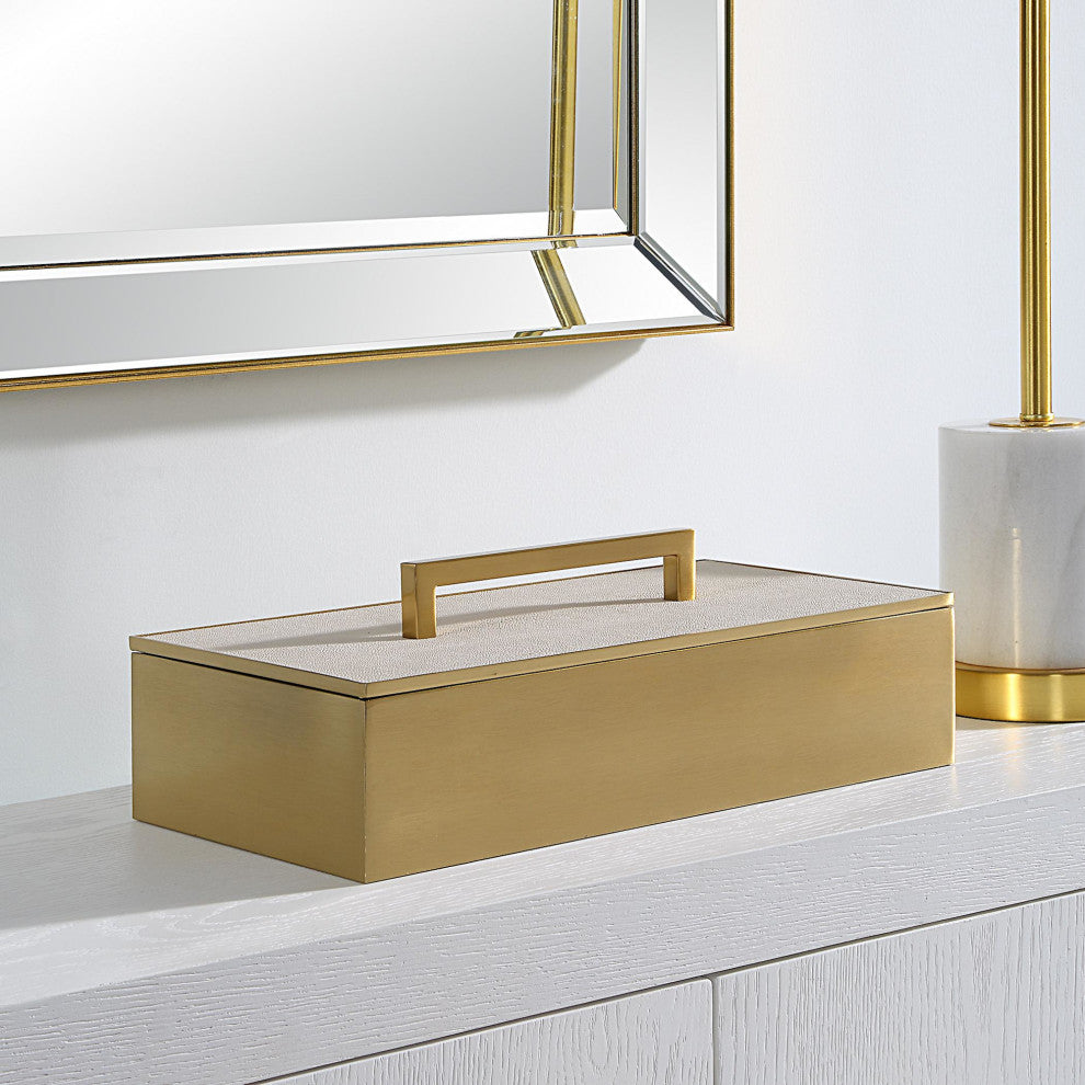 Uttermost 18110 Wessex 4-3/4" Tall MDF and Metal Boxes - Brass / White