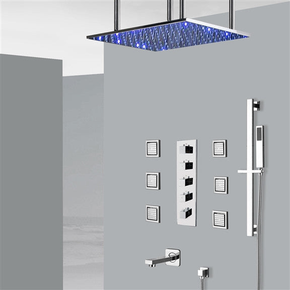 Ardea 24" LED Rainfall Shower System, Handheld Shower, and 6 Body Jets, Chrome