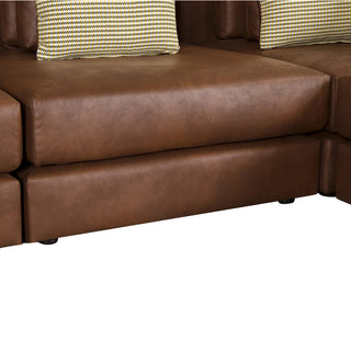 112.7" Modular Sectional Sofa with Chaise Lounge and Ottoman, Brown