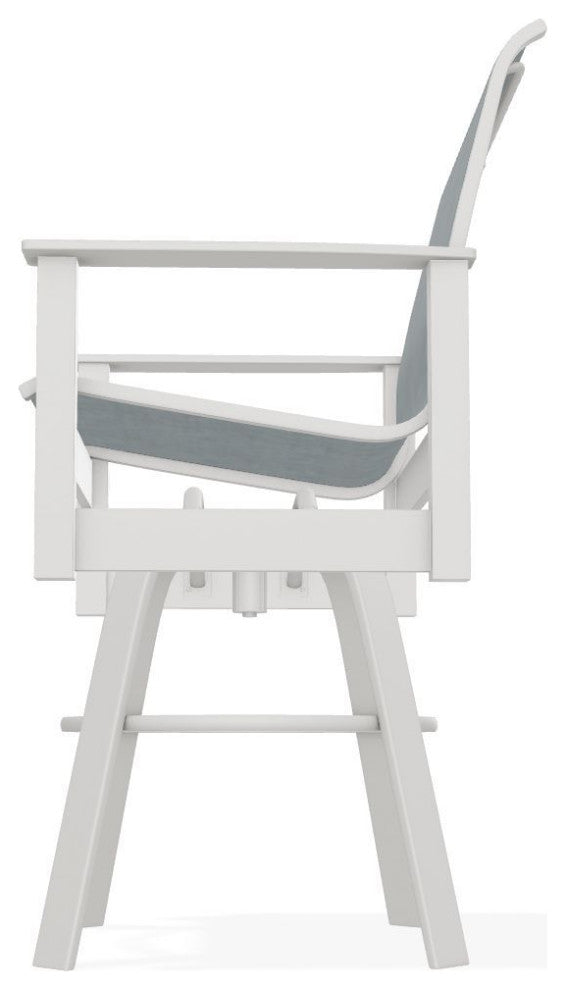 Leeward Sling Bar Height Outdoor Swivel Armchair, Charm/Snow