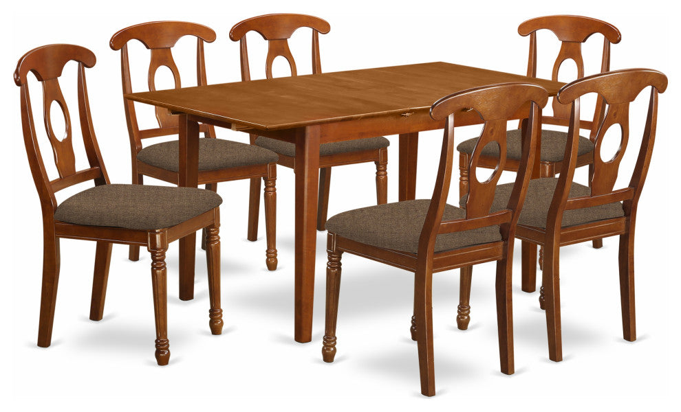 7 Pc Dinette Set - Table With Leaf And 6 Kitchen Chairs
