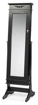 Black Crown Molding Top Free Standing Full Length Cheval Mirror Jewelry Armoire