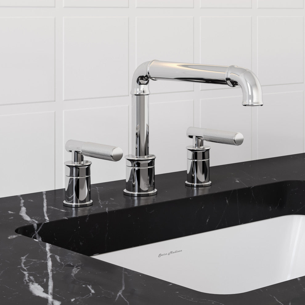 Avallon 8" Widespread, Sleek Handle, Bathroom Faucet, Chrome
