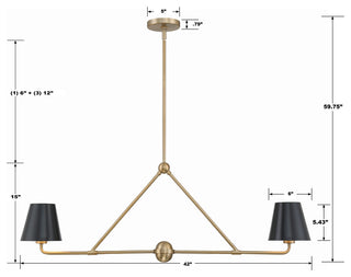 Xavier 2-Light Vibrant Gold Chandelier