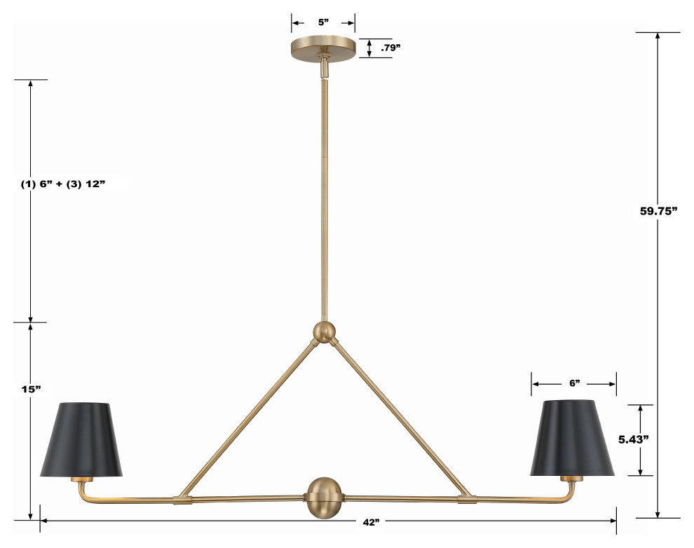 Xavier 2-Light Vibrant Gold Chandelier