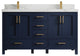 Willow Collections Malibu Vanity, Navy Blue, Calacatta Quartz, 60" Double