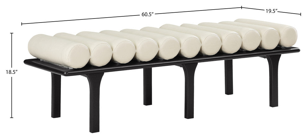 Landon Faux Leather Bench, Cream, Black Finish