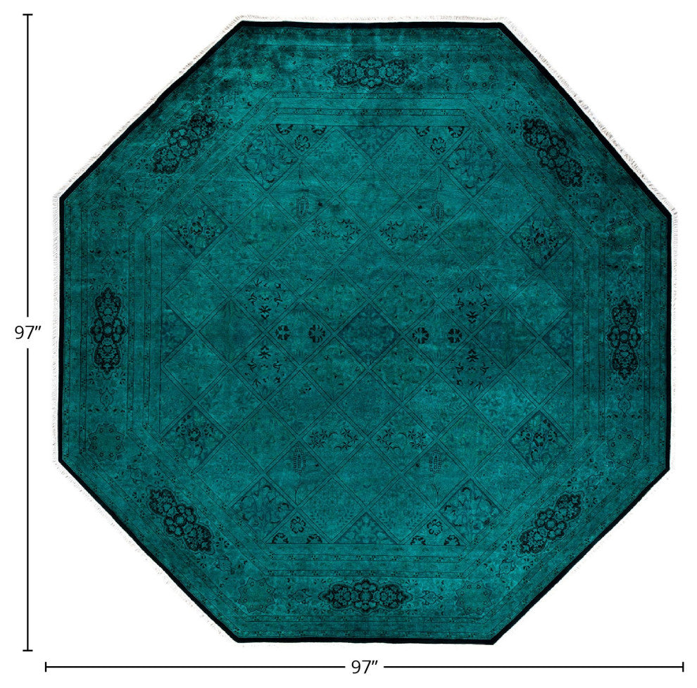 Fine Vibrance, One-of-a-Kind Hand-Knotted Area Rug Green, 8'1"x8'1"