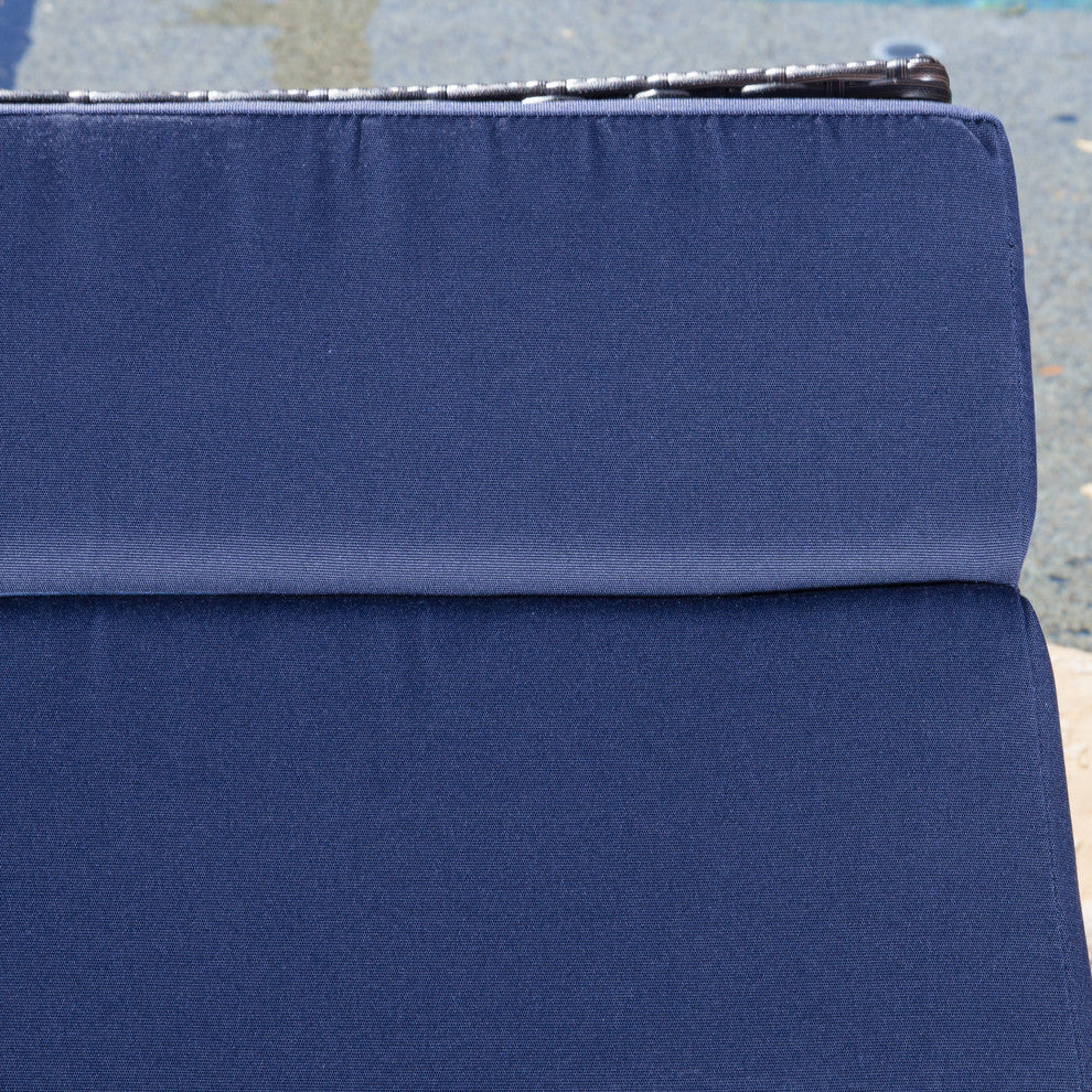 GDF Studio 3-Piece Dumont Outdoor Wicker Chaise Lounge With Cushions