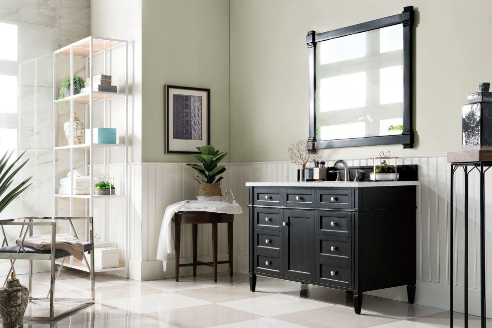 James Martin 650-V48-BKO-3CAR Brittany 48" Single Vanity w/ Carrara Marble Top